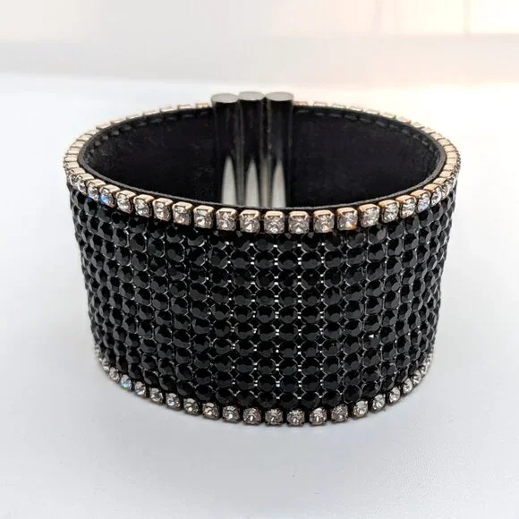 Swarovski Jet Black and Crystal Cuff Bracelet - Picture 2 of 8